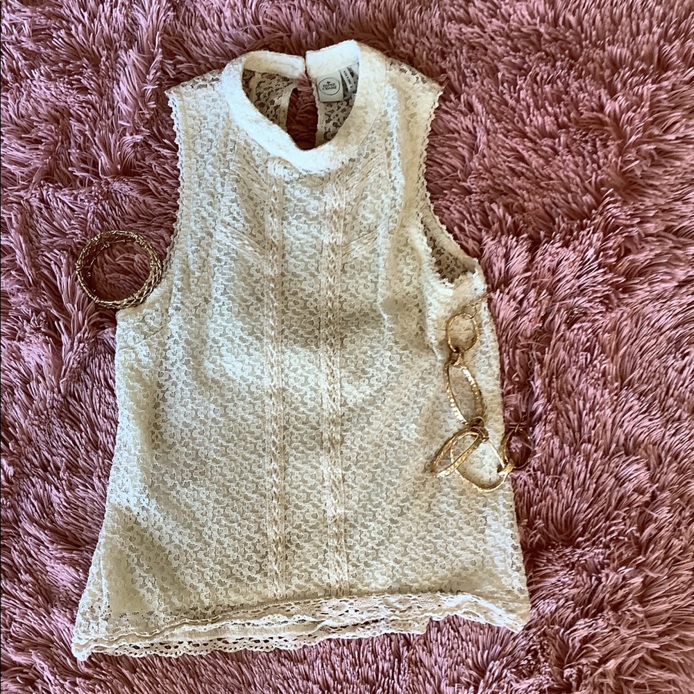 Paper Crane Cream lace tank top